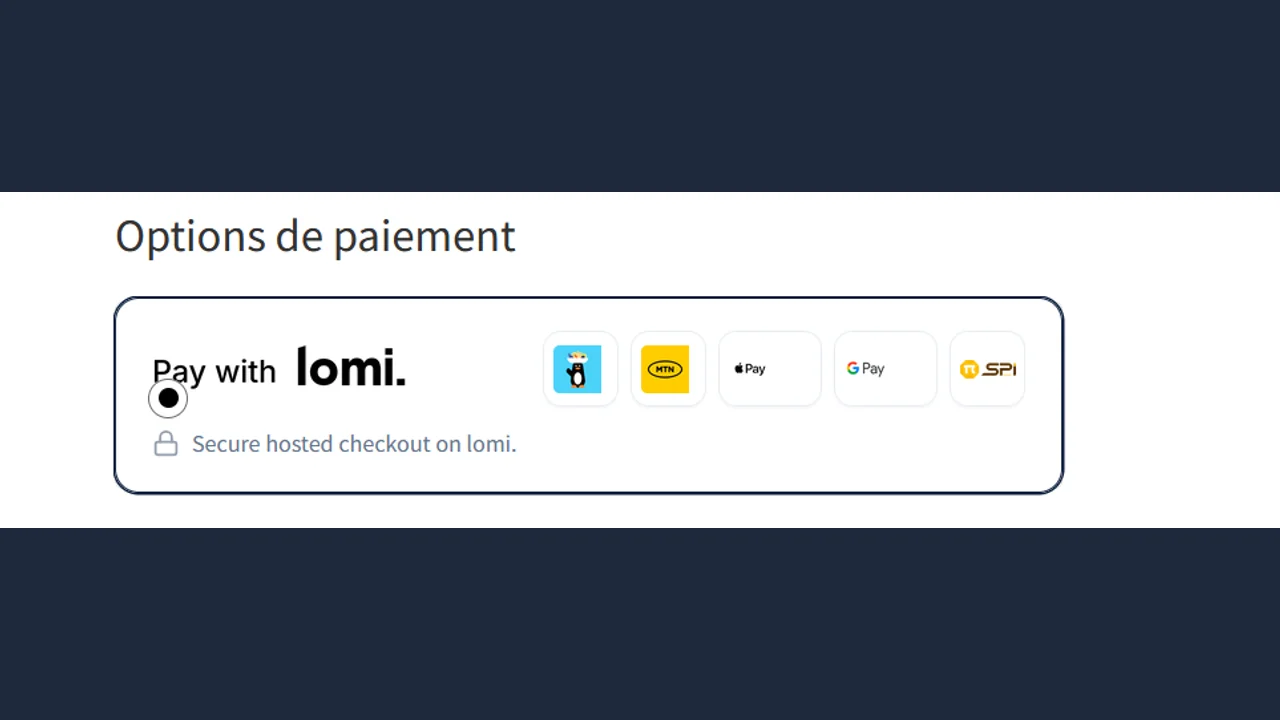 Checkout WooCommerce avec la carte branding lomi. sélectionnée